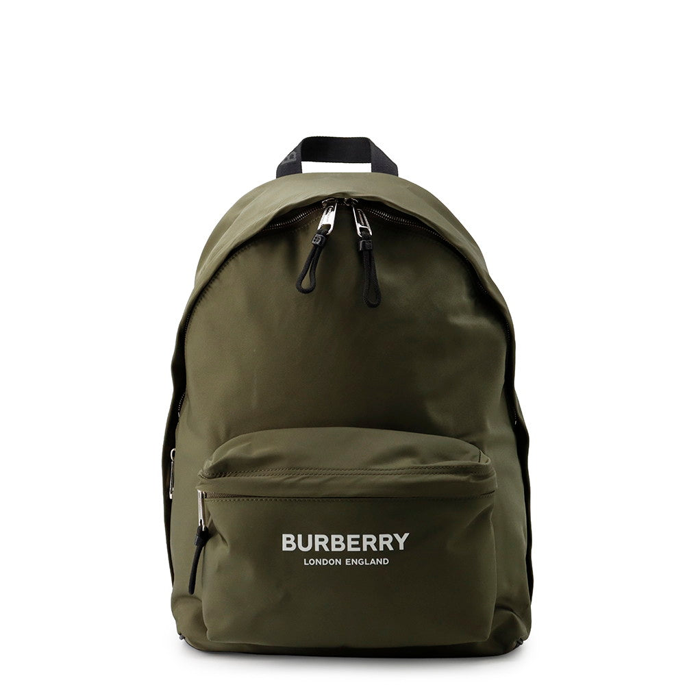 Burberry Logo Print Nylon Backpack, Green
