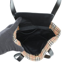 Load image into Gallery viewer, BURBERRY Check Tote Bag Beige/Black Canvas Leather