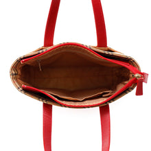 Load image into Gallery viewer, BURBERRY Check Tote Bag Red/Beige Canvas Leather
