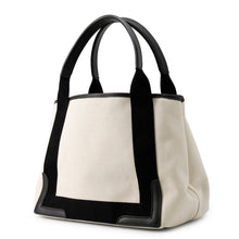将图像加载到图库查看器中,BALENCIAGA Navy Cabas Tote Bag White/Black339933 Canvas Leather Size S