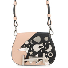 将图像加载到图库查看器中,TOD’S Double-T Shoulder Bag Jasmin Flower/Black/White Leather Rhinestone