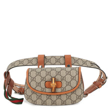 Load image into Gallery viewer, GUCCI Bamboo 1947 Waist Bag Beige/Brown681137 GG Supreme Leather Size Mini