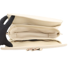 将图像加载到图库查看器中,GUCCI Double G ChainShoulder Bag Ivory795902 Patent Leather