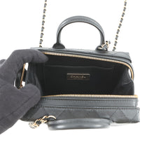 将图像加载到图库查看器中,CHANEL Matelasse Trunk Vanity Chain Shoulder BlackAS3344 Leather