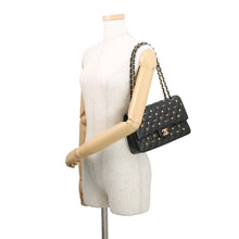 将图像加载到图库查看器中,CHANEL Matelasse Double Flap Egyptian Bag Charm Chain Shoulder Bag BlackA01112 Lambskin Size 25