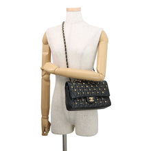 将图像加载到图库查看器中,CHANEL Matelasse Double Flap Egyptian Bag Charm Chain Shoulder Bag BlackA01112 Lambskin Size 25
