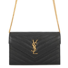将图像加载到图库查看器中,SAINT LAURENT PARIS Cassandra Envelope Chain Wallet Black393953BOW011000 Leather