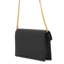 将图像加载到图库查看器中,SAINT LAURENT PARIS Cassandra Envelope Chain Wallet Black393953BOW011000 Leather