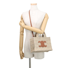 将图像加载到图库查看器中,CELINE Triomphe Cabas Tice 2WAYBag Natural/Tan199162 Canvas Leather Size Small