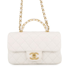 Load image into Gallery viewer, CHANEL Matelasse Top Handle ChainShoulder Bag WhiteAS5702-B21431-10601 Caviar Leather Size Small
