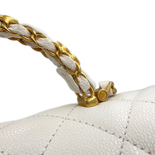 Load image into Gallery viewer, CHANEL Matelasse Top Handle ChainShoulder Bag WhiteAS5702-B21431-10601 Caviar Leather Size Small