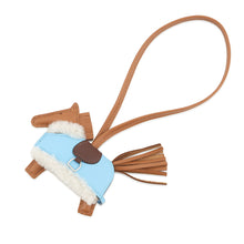 将图像加载到图库查看器中,HERMES Rodeo Robeo Plush Gold/Celeste/Terre Lambskin Mouton Size PM