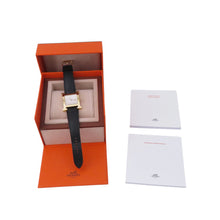 Load image into Gallery viewer, HERMES H Watch GM H34mm×W30mm Stainless Steel Gold Plated Epsom(Black) Silver DialHH1.801