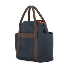 Load image into Gallery viewer, HERMES Bloom Sac de Pansage Navy/Feu Toile Chevrons Canvas