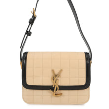 将图像加载到图库查看器中,SAINT LAURENT PARIS Solferino Shoulder Bag Beige/Black739139 Nubuck Leather Patent Leather Size Small