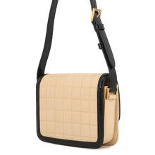 将图像加载到图库查看器中,SAINT LAURENT PARIS Solferino Shoulder Bag Beige/Black739139 Nubuck Leather Patent Leather Size Small