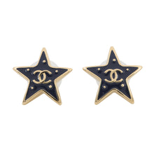 Load image into Gallery viewer, CHANEL CC Logo Star Earrings BlueABH462 Gold Plated