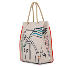 将图像加载到图库查看器中,HERMES Cadrege Beach Bag Blue/Yellow/Pink Toile H