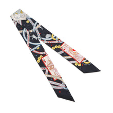 Load image into Gallery viewer, HERMES Twilly Bijoux・Pique Queen of Hearts Dame de Coeur Black/Rouge/Orange Silk100% Bijoux