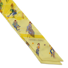将图像加载到图库查看器中,HERMES Twilly Ex-Libris Les Parisiennes JauneSoufre/Grease Silk100%