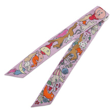 将图像加载到图库查看器中,HERMES Twilly A Thousand and One Rabbits Mille et Un Lapins Parme/Rose Vif/Camel Silk100%