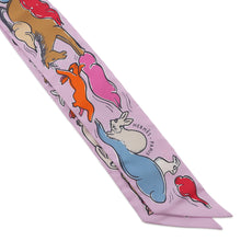 将图像加载到图库查看器中,HERMES Twilly A Thousand and One Rabbits Mille et Un Lapins Parme/Rose Vif/Camel Silk100%