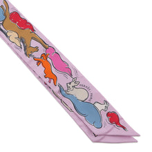 将图像加载到图库查看器中,HERMES Twilly A Thousand and One Rabbits Mille et Un Lapins Parme/Rose Vif/Camel Silk100%