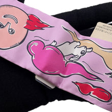 将图像加载到图库查看器中,HERMES Twilly A Thousand and One Rabbits Mille et Un Lapins Parme/Rose Vif/Camel Silk100%