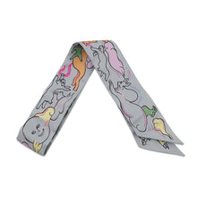 Load image into Gallery viewer, HERMES Twilly A Thousand and One Rabbits Mille et Un Lapins Gripere/Rose/Jaune Silk100%