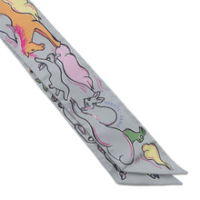 将图像加载到图库查看器中,HERMES Twilly A Thousand and One Rabbits Mille et Un Lapins Gripere/Rose/Jaune Silk100%