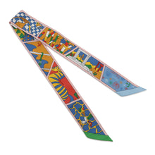 将图像加载到图库查看器中,HERMES Twilly HERMES Factory Suite Rose Pale/Blue/Multicolor Silk100%