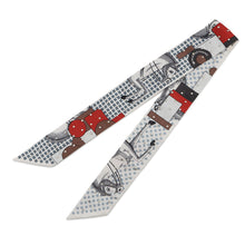 将图像加载到图库查看器中,HERMES Twilly Crouthe Cavalier En Formes Blanc/Gris/Brown Silk100%