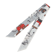 Load image into Gallery viewer, HERMES Twilly Crouthe Cavalier En Formes Blanc/Gris/Brown Silk100%