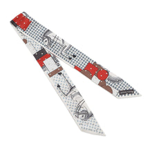 Load image into Gallery viewer, HERMES Twilly Crouthe Cavalier En Formes Blanc/Gris/Brown Silk100%