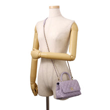 将图像加载到图库查看器中,CHANEL Coco handle Light PurpleAS2215 Caviar Leather Size XXS
