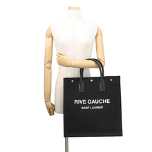 将图像加载到图库查看器中,SAINT LAURENT PARIS Rive Gauche Tote Bag Black632539 Canvas Leather Size Small