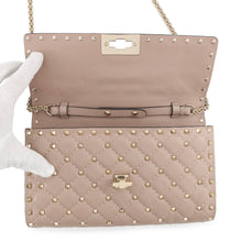 将图像加载到图库查看器中,Valentino Garavani Rock Studded Spike Chain 2WAY Shoulder Bag Beige7W2B0137NAP Leather