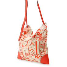 Load image into Gallery viewer, HERMES Silky City Fauve Le Righe Rainbow Orange Field Silk Swift Leather Size PM