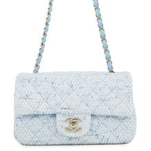 将图像加载到图库查看器中,CHANEL Mini Matelasse Flap Chain Shoulder Bag Blue/White/SilverA69900 B23529 U6845 Tweed Size 20