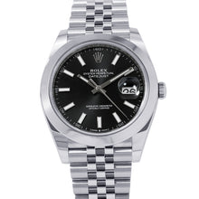 将图像加载到图库查看器中,ROLEX Datejust W41mm Stainless Steel Black Dial126300