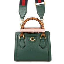 将图像加载到图库查看器中,GUCCI Diana Bamboo 2-way Handbag Green702732 U3ZDT 3670 Leather Size Mini
