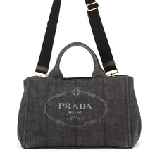 将图像加载到图库查看器中,PRADA Canapa 2WAY Tote Bag Black1BG642_AJ6_F0002_V_OOO Denim Size Medium