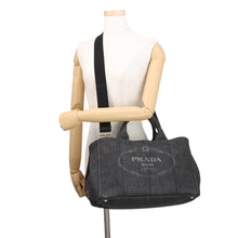 将图像加载到图库查看器中,PRADA Canapa 2WAY Tote Bag Black1BG642_AJ6_F0002_V_OOO Denim Size Medium