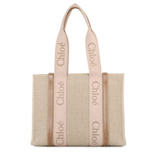 Load image into Gallery viewer, Chloe Woody tote Brassie BeigeCHC23AS383L1726Y Canvas Calf Leather Size Medium