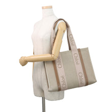 Load image into Gallery viewer, Chloe Woody tote Brassie BeigeCHC23AS383L1726Y Canvas Calf Leather Size Medium