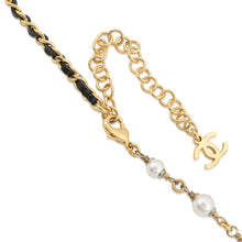 将图像加载到图库查看器中,CHANEL CC Logo NecklaceABE732-B18632-NAAOL Gold Plated Rhinestone Faux Pearl Calf Leather