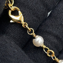 将图像加载到图库查看器中,CHANEL CC Logo NecklaceABE732-B18632-NAAOL Gold Plated Rhinestone Faux Pearl Calf Leather