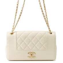 Load image into Gallery viewer, CHANEL Mademoiselle Double Flap Chain Shoulder Bag IvoryA93084 Leather