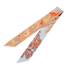 Load image into Gallery viewer, HERMES Twilly Orpheus's Charm Ciel/BeigeRose/Vermillon Silk100%