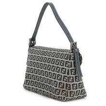 Load image into Gallery viewer, FENDI Zucchino Mamma Bucket Handbag Gray/Navy Canvas Leather